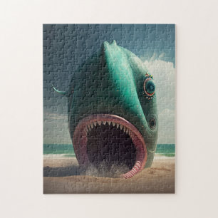 Shark sculpture on the beach jigsaw puzzle