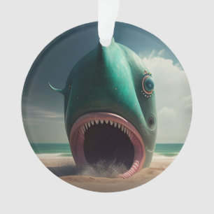 Shark sculpture on the beach ornament