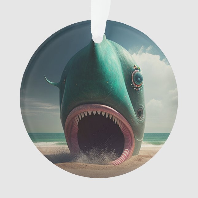 Shark sculpture on the beach ornament (Front)