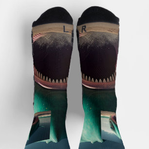 Shark sculpture on the beach socks