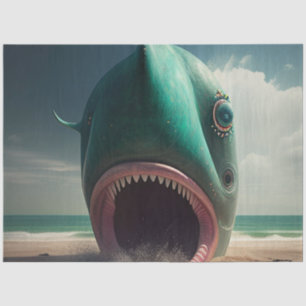 Shark sculpture on the beach tissue paper