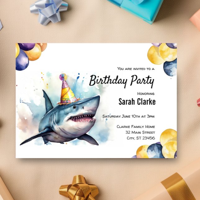 Shark Sea Life Aquarium Celebration Birthday Party Invitation (Creator Uploaded)