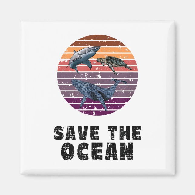Shark, Sea Turtle, Whale, Environmental Protection Magnet (Front)