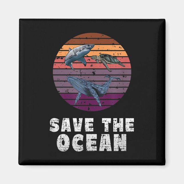 Shark, Sea Turtle, Whale, Environmental Protection Magnet (Front)
