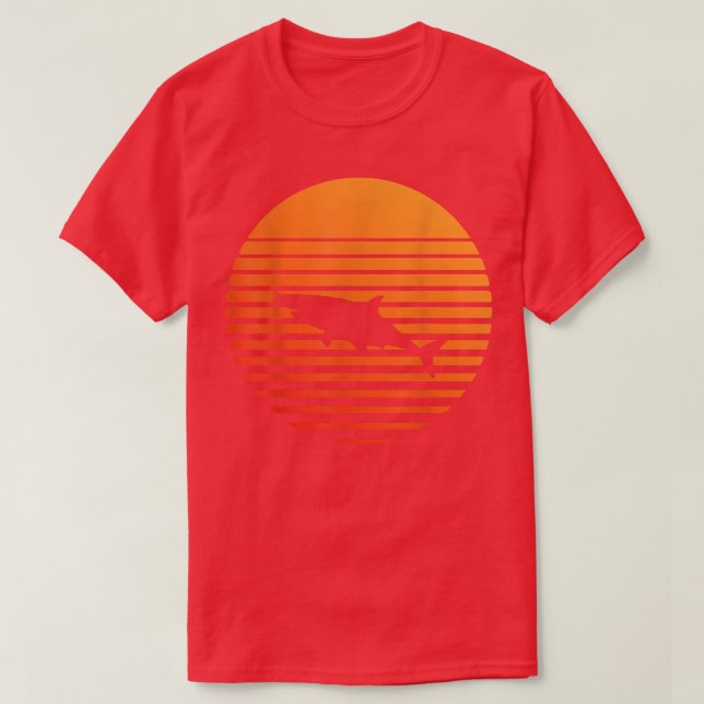 shark Shadow silhouette in front of a Sun  T-Shirt (Design Front)