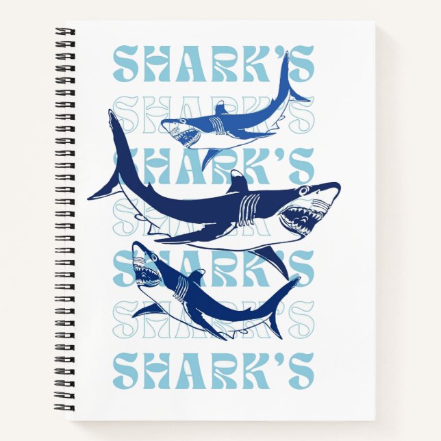 SHARK , SHARKS, SHARKS, STYLE NOTEBOOK (Front)