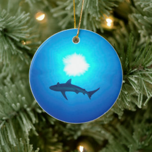 Shark Silhouette Ceramic Tree Decoration