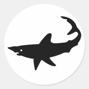 Shark Silhouette Classic Round Sticker