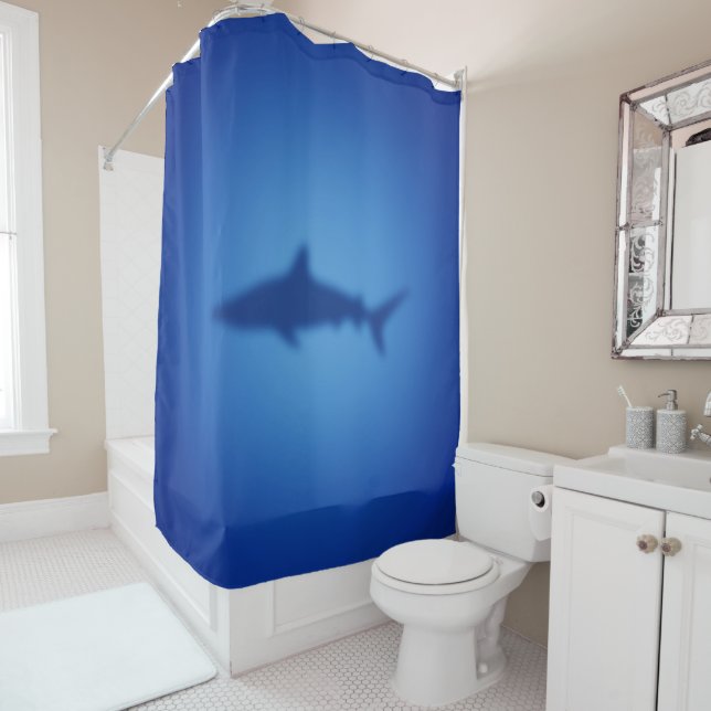 Shark silhouette shower curtain (In Situ)