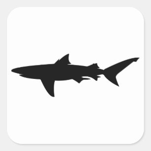 Shark silhouette square sticker