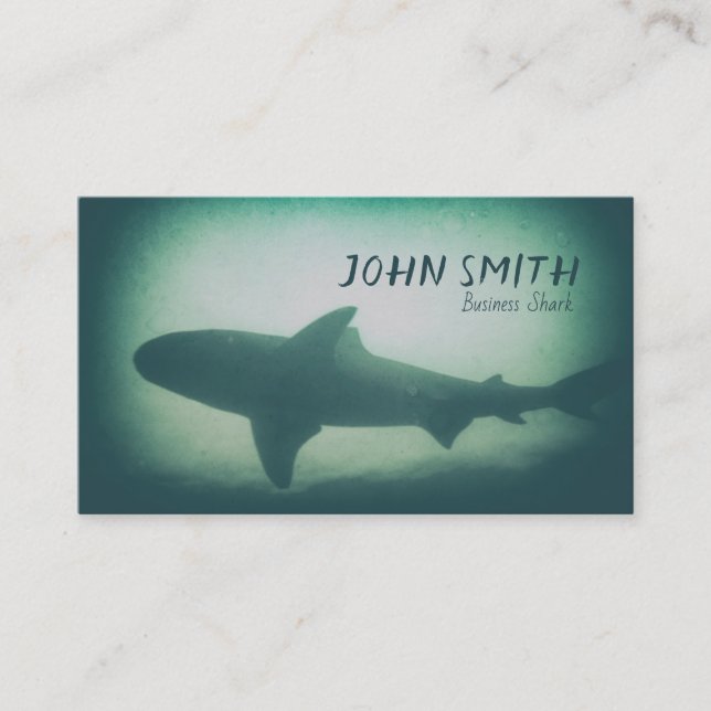 Shark Silhouette Swimming Underwater Sea Creature Business Card (Front)