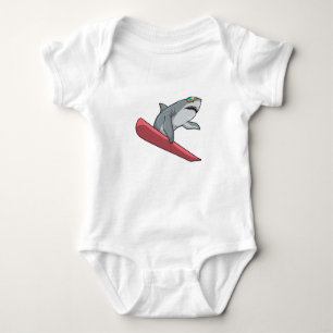 Shark Snowboarder Snowboard Baby Bodysuit