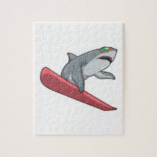 Shark Snowboarder Snowboard Jigsaw Puzzle