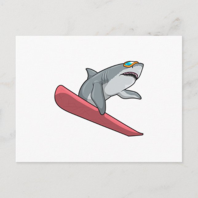 Shark Snowboarder Snowboard Postcard (Front)