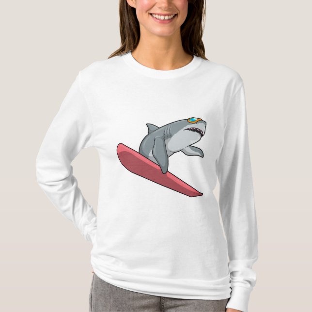 Shark Snowboarder Snowboard T-Shirt (Front)