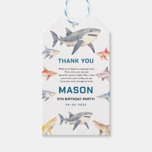 Shark Splash 5th Birthday   Cute Ocean Kids Gift Tags