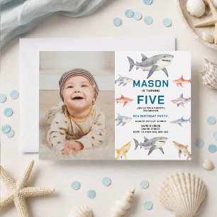 Shark Splash 5th Birthday Party Cute Ocean Kids Invitation