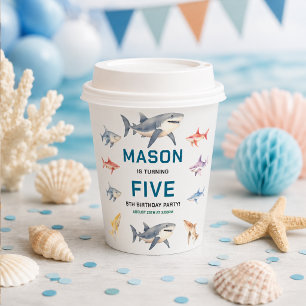 Shark Splash 5th Birthday Party Cute Ocean Kids Paper Cups