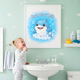Shark Splash Kids Bathroom Wall Art