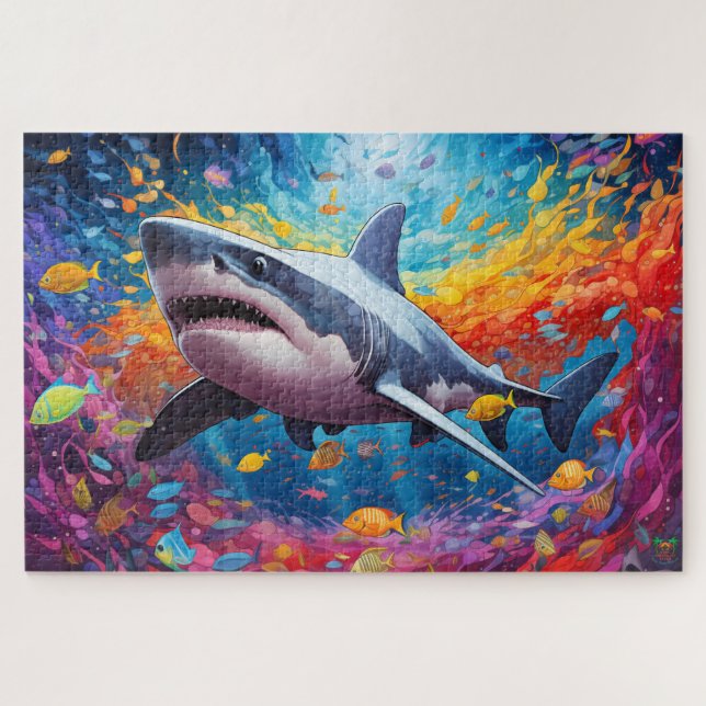 🐙 Shark Splash: The Ocean’s Rock Star Jigsaw Puzzle (Horizontal)