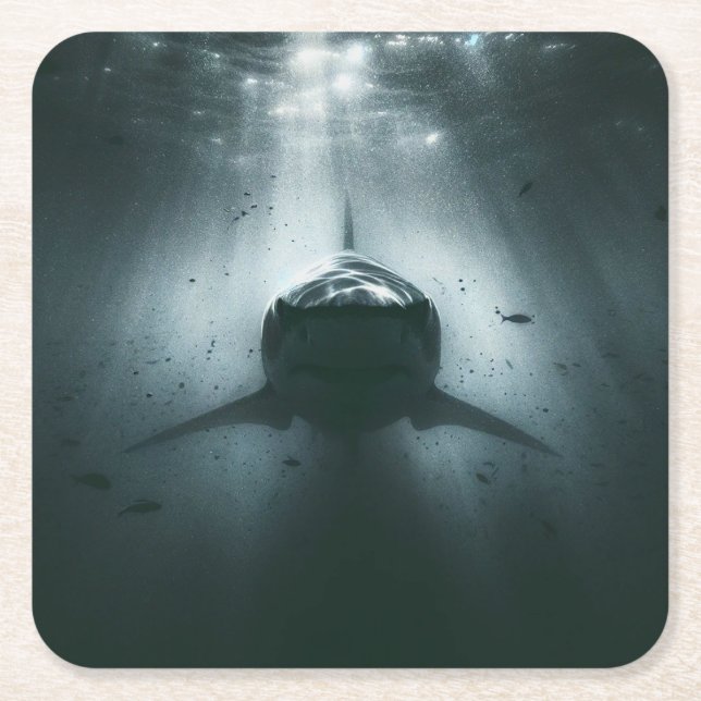 Shark Square Paper Coaster (Front)