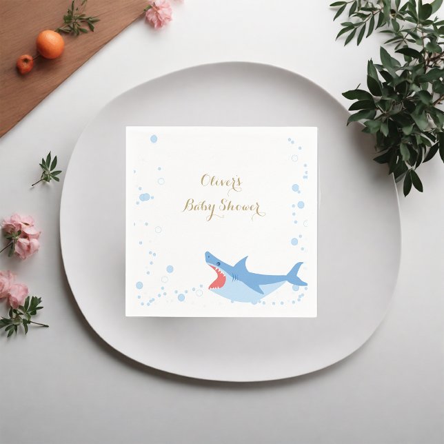 Shark Summer Boy Baby Shower  Napkin (Creator Uploaded)