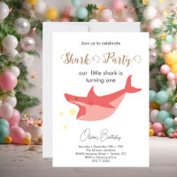 Shark Summer Party Baby Bash Birthday Party Invita