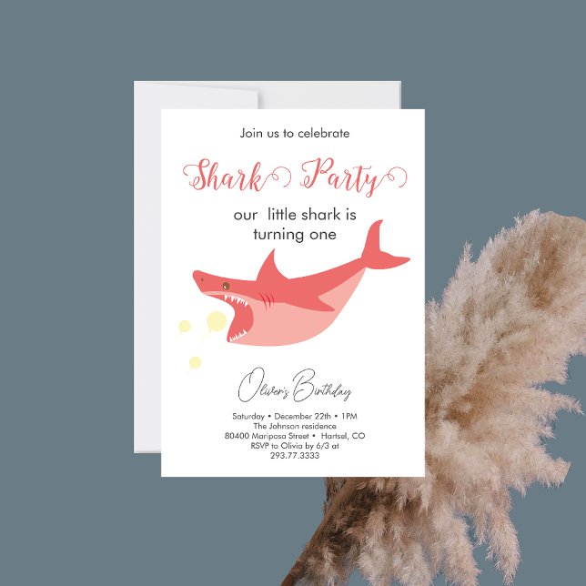 Shark Summer Party Baby Bash Birthday Party Invitation (Creator Uploaded)