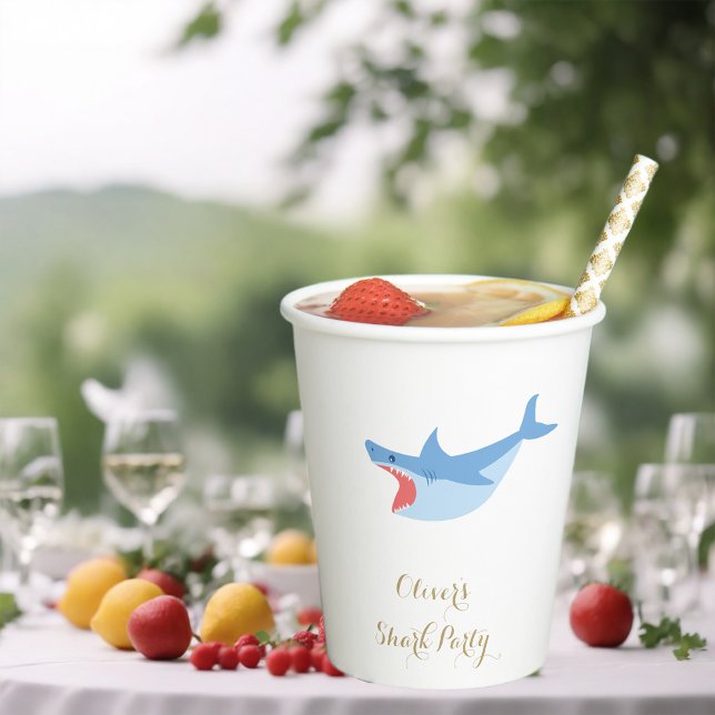 Shark Summer Party Splish Splash Birthday Bash  Paper Cups (Creator Uploaded)