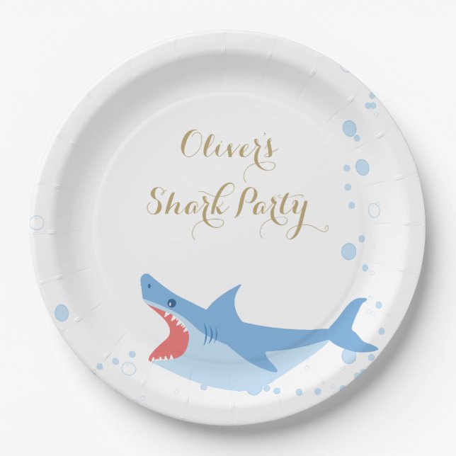 Shark Summer Party Splish Splash Birthday Bash  Paper Plate (Front)