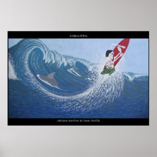 Shark surfing poster