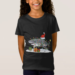 Shark surrounded by Christmas tree lights Christma T-Shirt