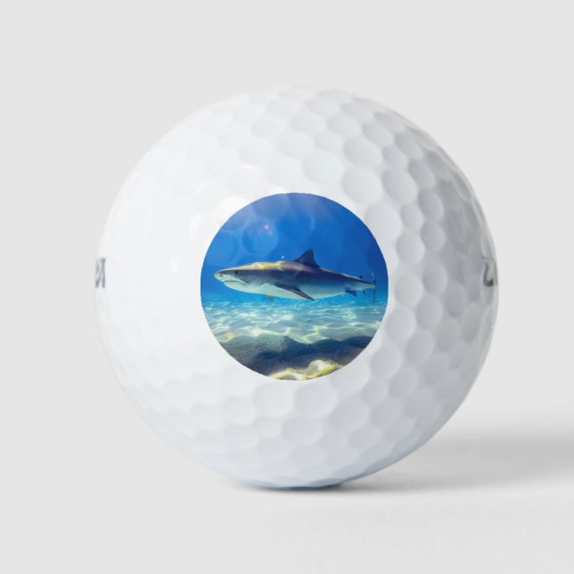 Shark Swimming Blue Ocean Water Golf Balls (Front)