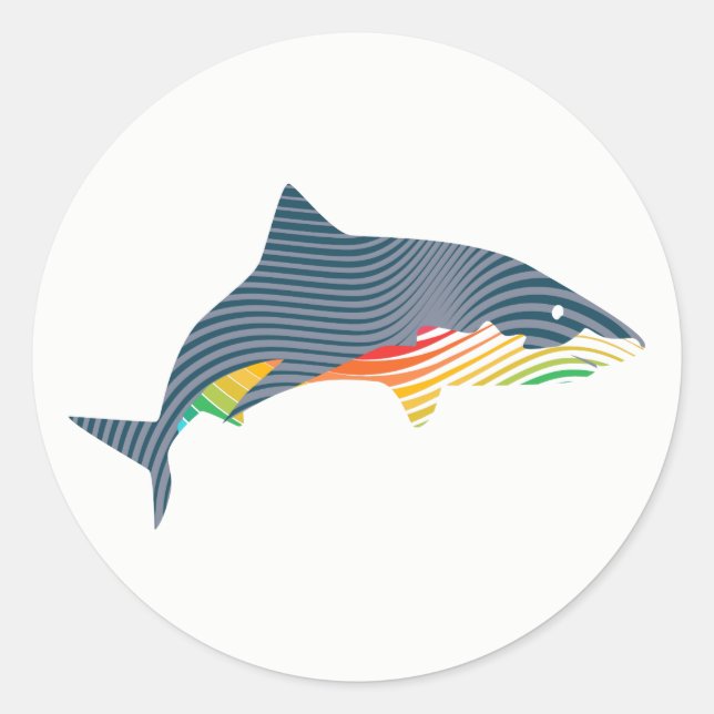 Shark Swoosh Illustration Classic Round Sticker (Front)