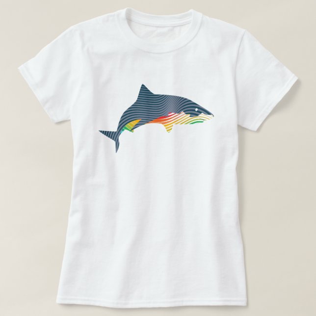 Shark Swoosh Illustration T-Shirt (Design Front)