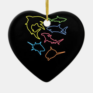 Shark Symbol - Cute Shark Lovers Gifts Ceramic Tree Decoration