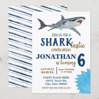 Shark-tastic birthday party shark bash invitation
