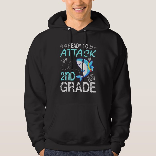 Shark Teacher Student Back School Ready To Attack  Hoodie (Front)