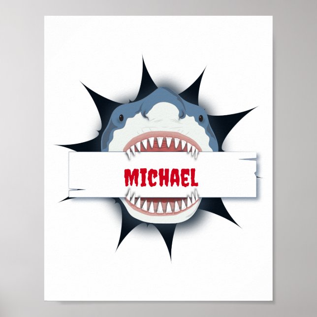 Shark Teeth Open Mouth Personalised Poster (Front)