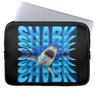 shark text effect typography laptop sleeve