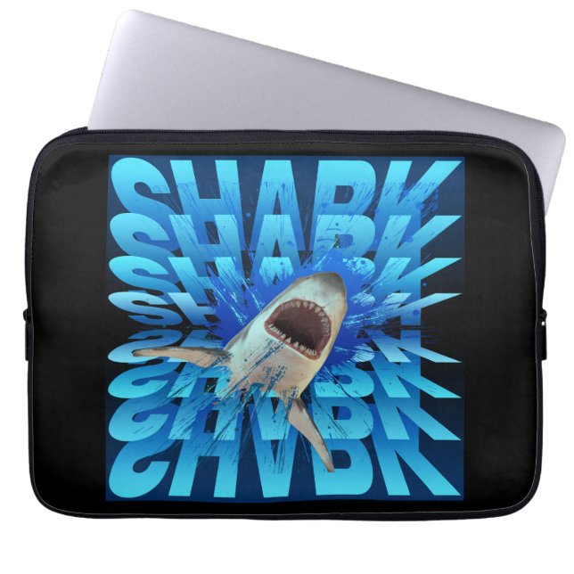 shark text effect typography  laptop sleeve (Front)