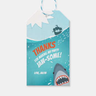 Shark thank you tags Pool Party Bait Birthday Boy
