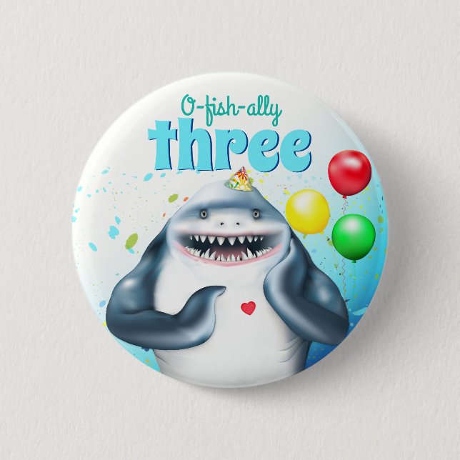 Shark Theme Kids Birthday 6 Cm Round Badge (Front)