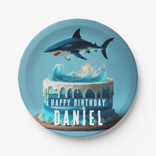 Shark themed Birthday Cake Paper Plate