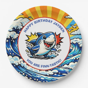 Shark Themed Nautical Boy's Birthday Party Paper Plate