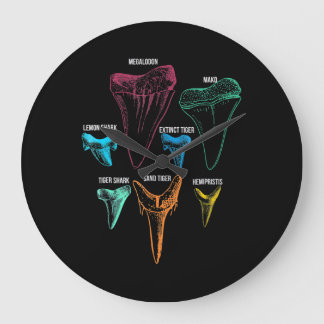 Shark Tooth Hunting - Crazy Shark Gifts Large Clock
