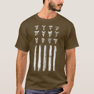 Shark Tooth Hunting US Flag Design for Fossil Hunt T-Shirt