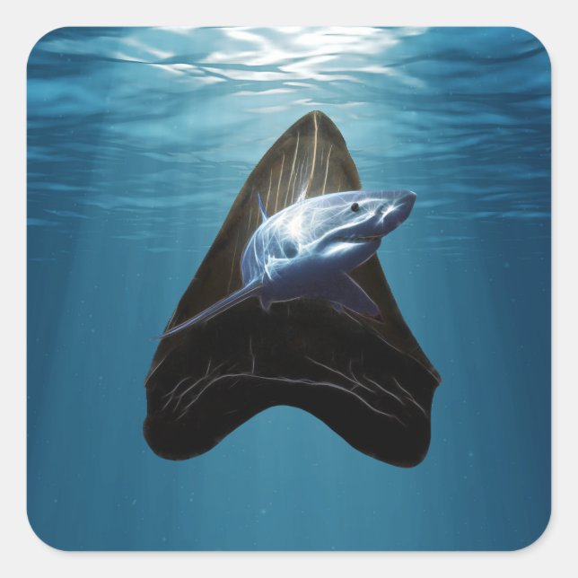 Shark Tooth Ocean Square Sticker (Front)