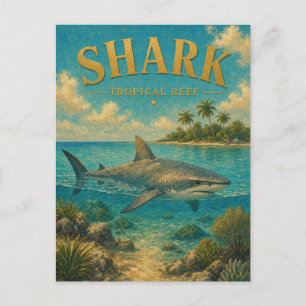 Shark Tropical Reef Watercolor GeoSaga Postcard