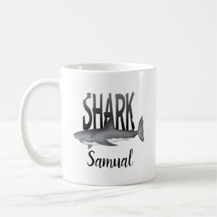 Shark Typography Cool Ocean Personalised Animal Coffee Mug